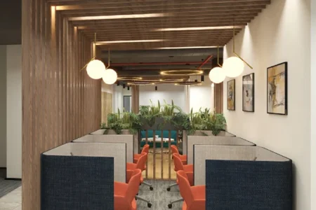 Modern coworking space at Awfis Majestic Signia, Sector 62 Noida featuring fully furnished offices, meeting rooms, and vibrant collaborative zones.